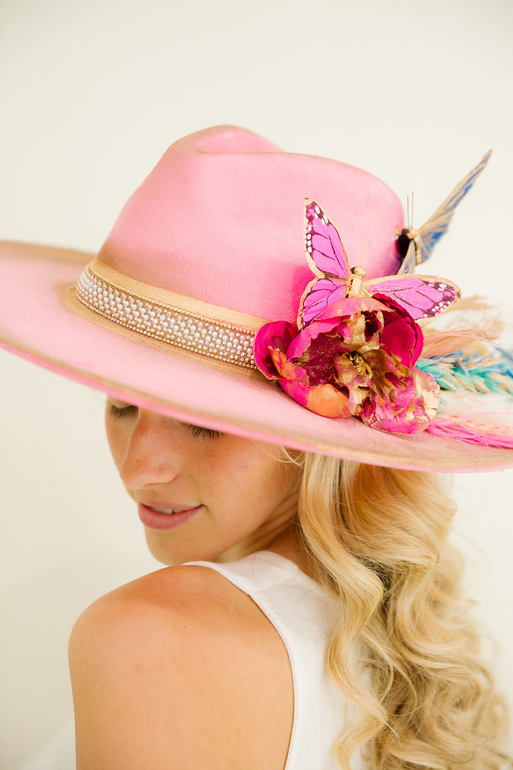 BUTTERFLY BLOOM RANCHER HAT (ONE OF A KIND) RANCHER HAT Judith March