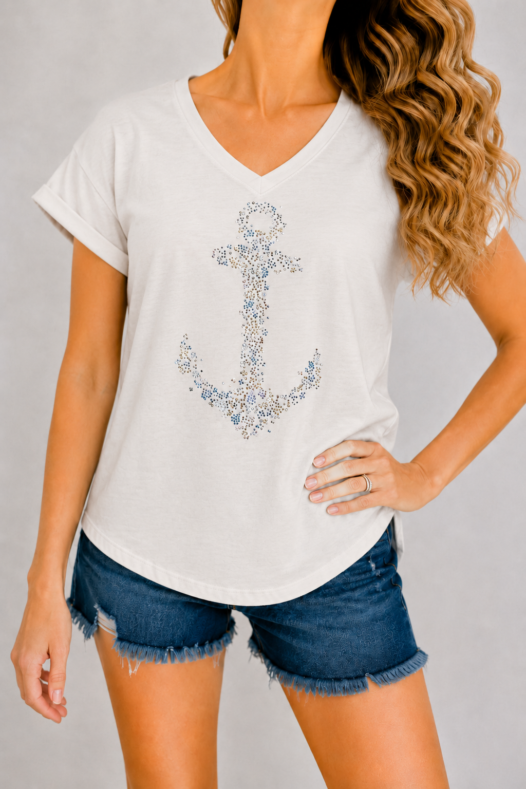 *RHINESTONE ANCHOR TEE - MEDIUM TEE Judith March