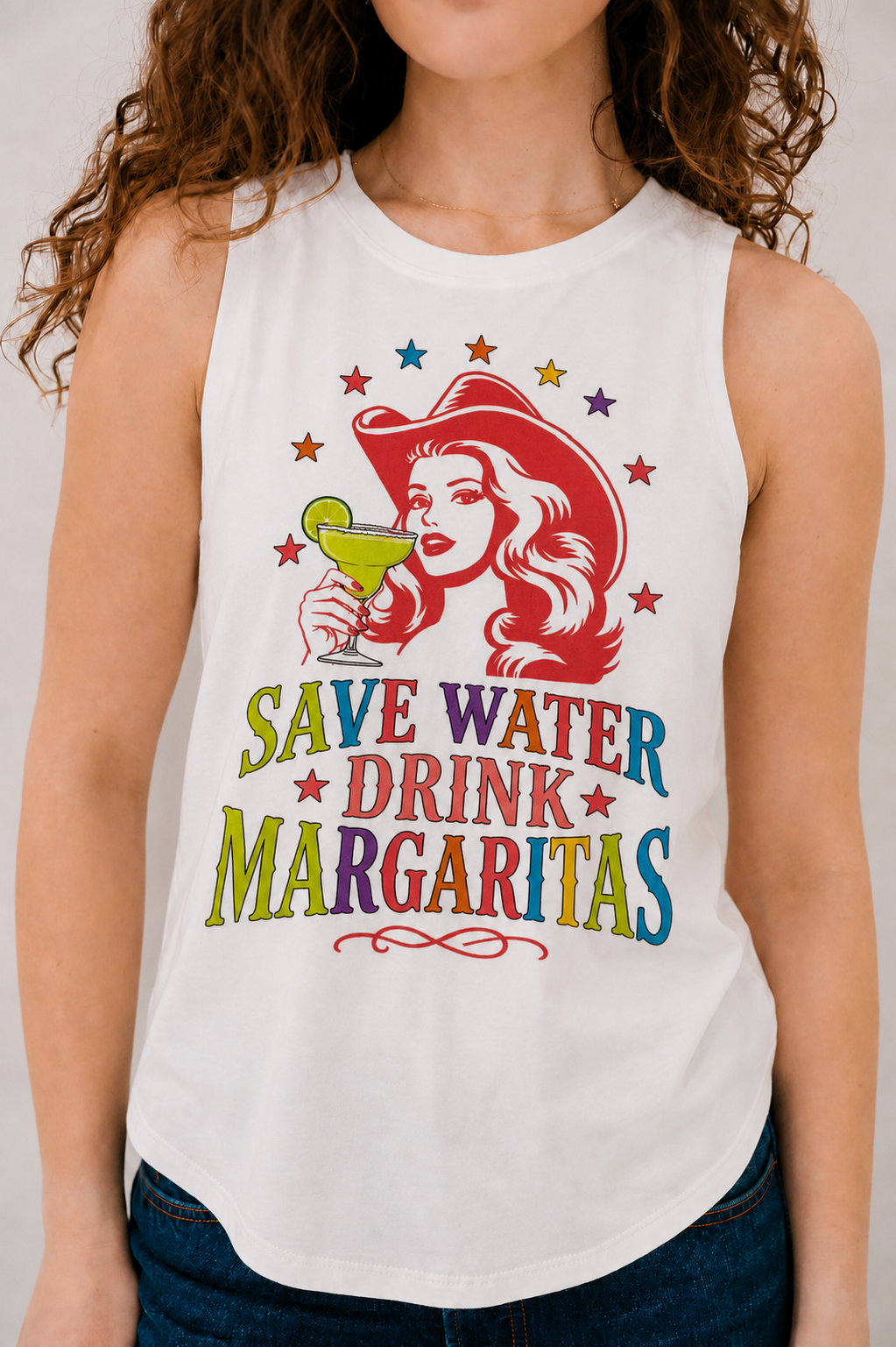 *SAVE WATER DRINK MARGARITAS TANK - MEDIUM
