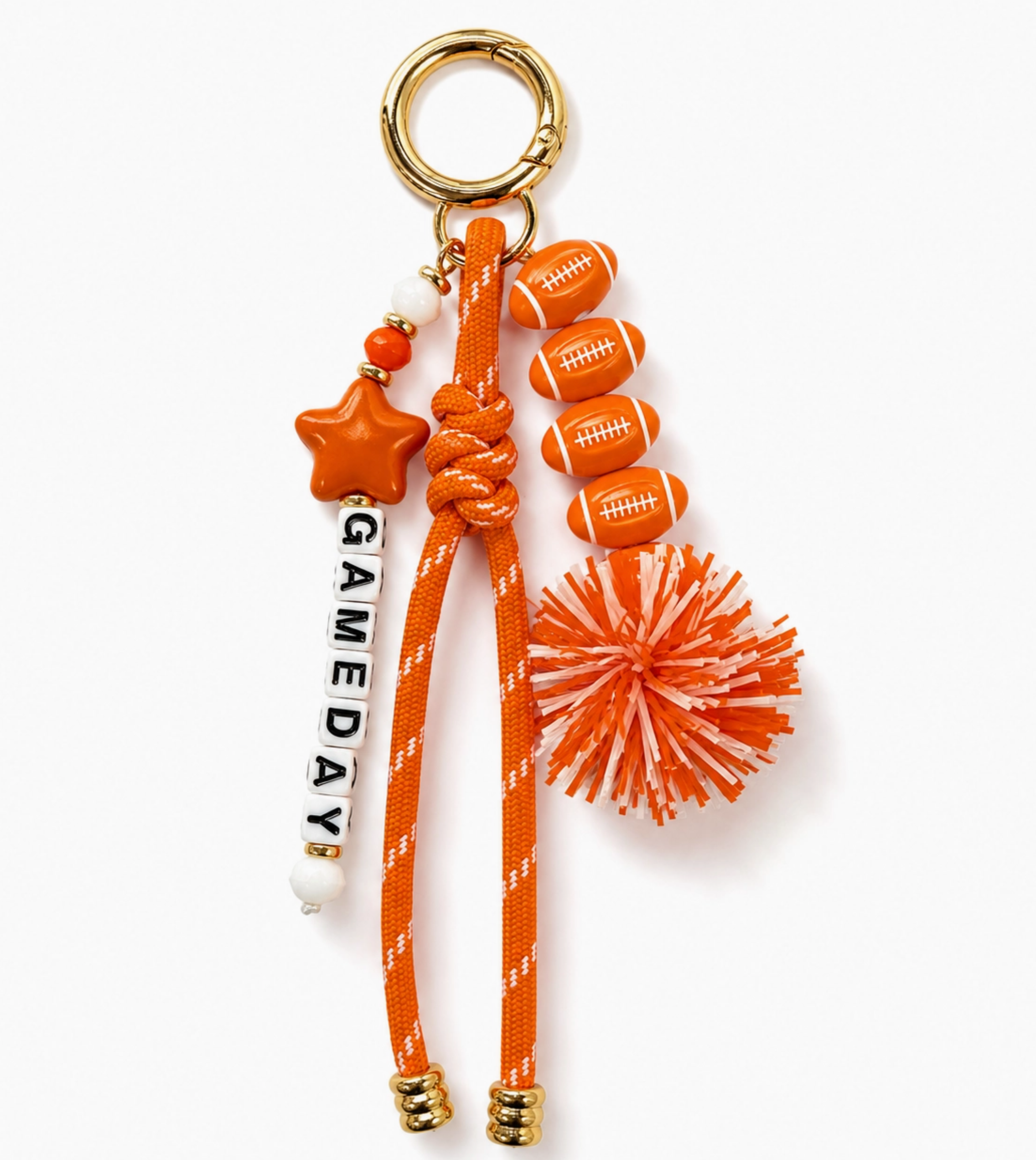GAME DAY BAG CLIPS ACCESSORIES Judith March ORANGE - POM POM BAG CLIP