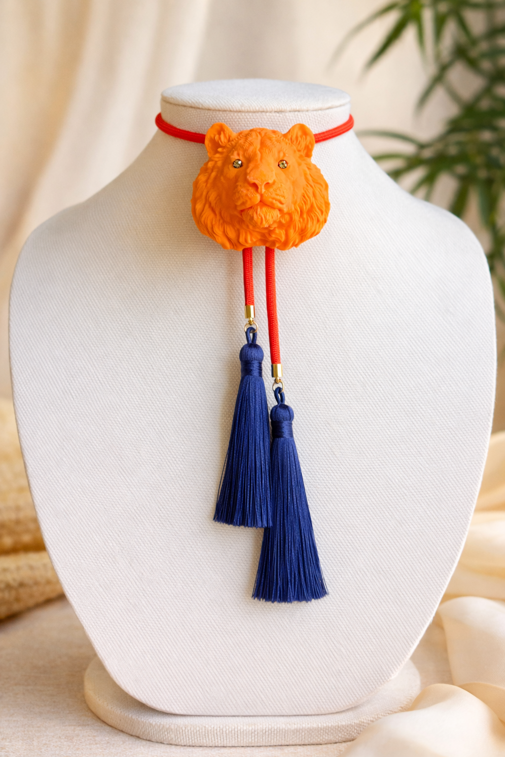 ORANGE TIGER BOLO NECKLACE NECKLACE Judith March