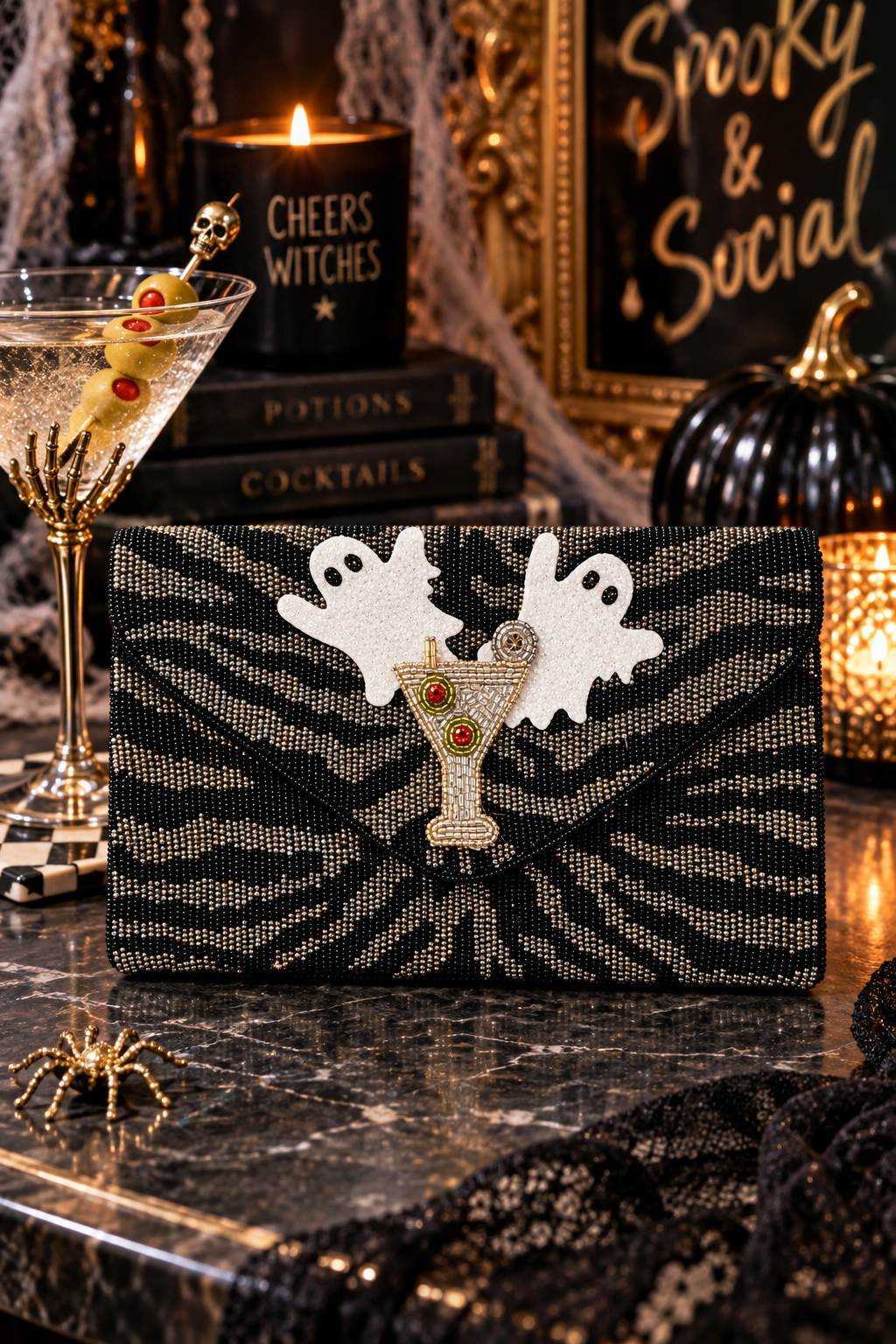 HERE FOR THE BOOS BEADED CLUTCH Clutch Judith March