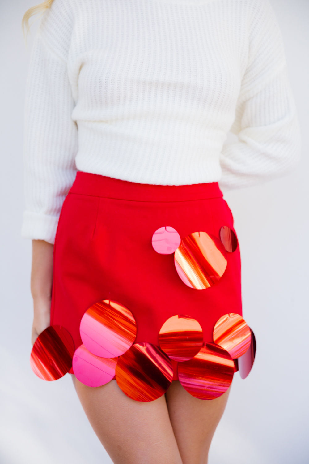***RED ORNAMENT SKIRT - LARGE TEE Judith March