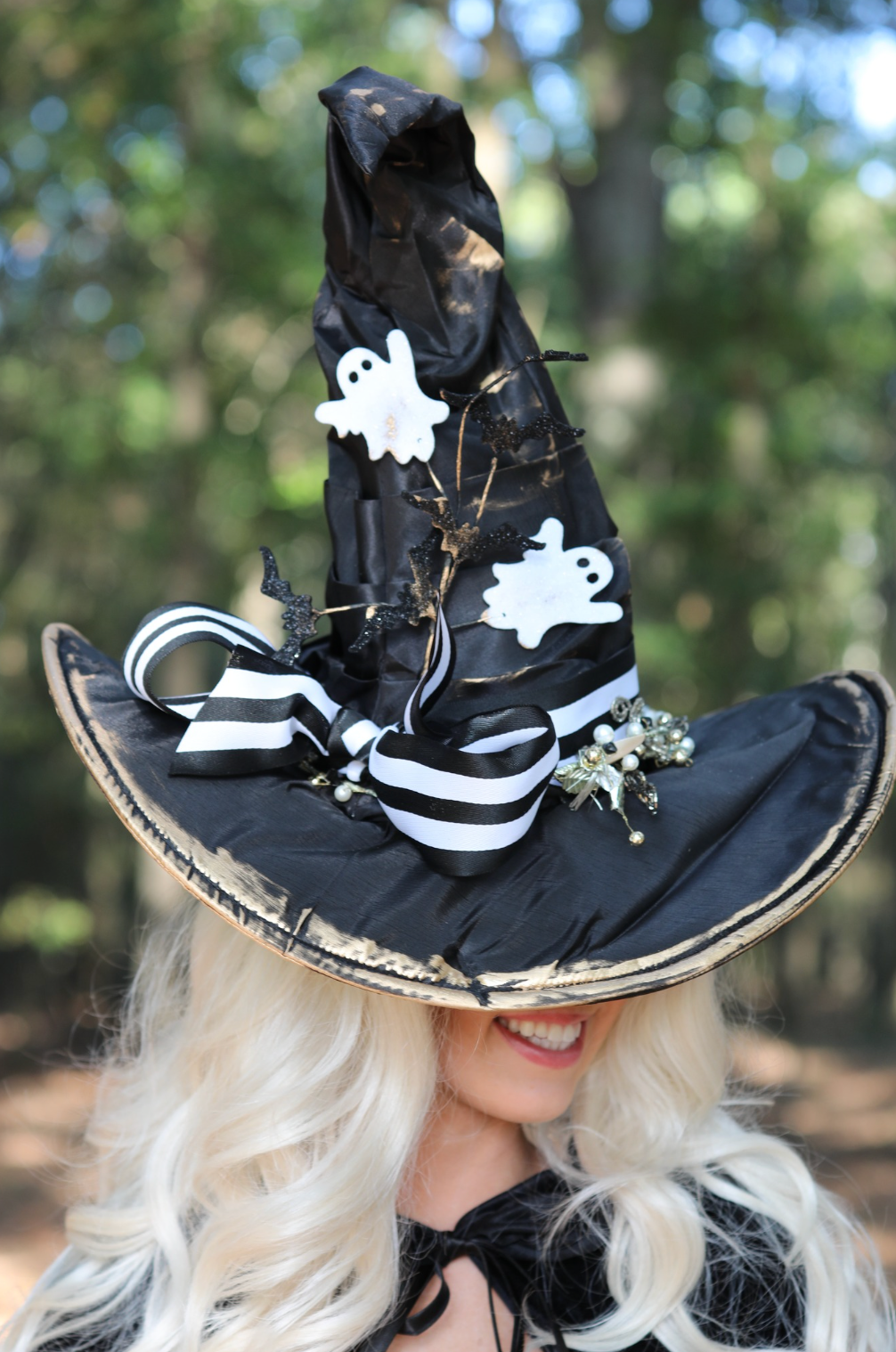 GHOSTLY GLAM WITCH HAT (ONE OF A KIND)