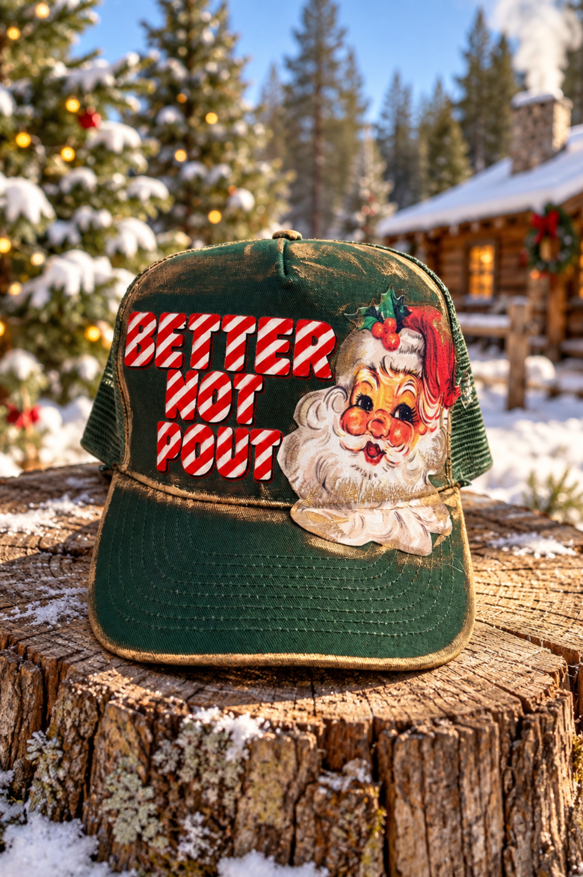 BETTER NOT POUT GREEN STRUCTURED HAT