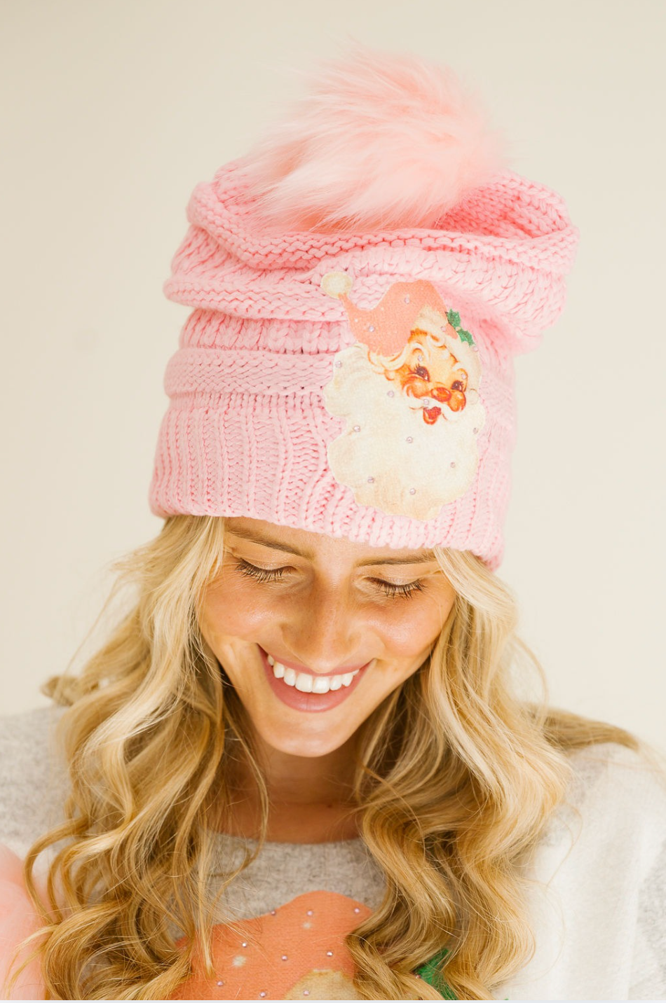 SANTA CLAUS SPARKLE PINK BEANIE BEANIE Judith March