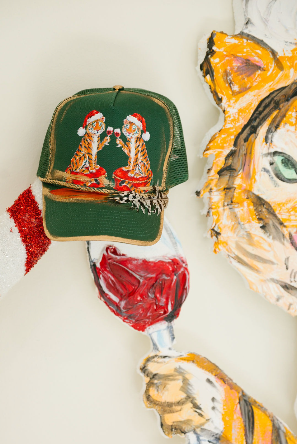 THE TIGER TOASTS GREEN STRUCTURED HAT TRUCKER HAT Judith March