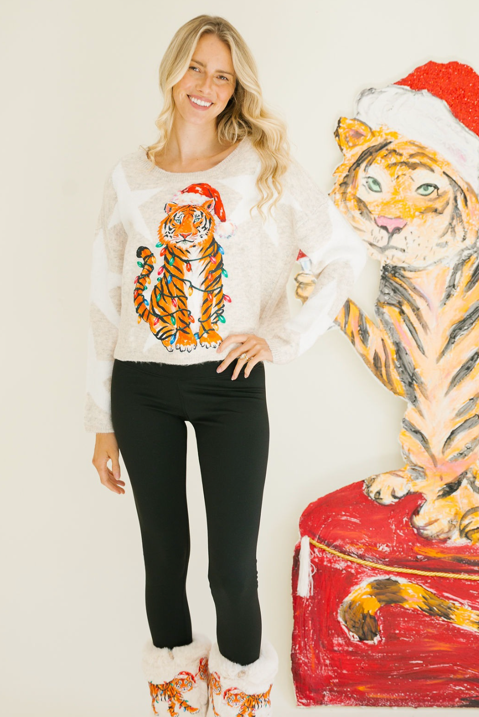 TANGLED TIGER CREAM STAR SWEATER PULLOVER Judith March