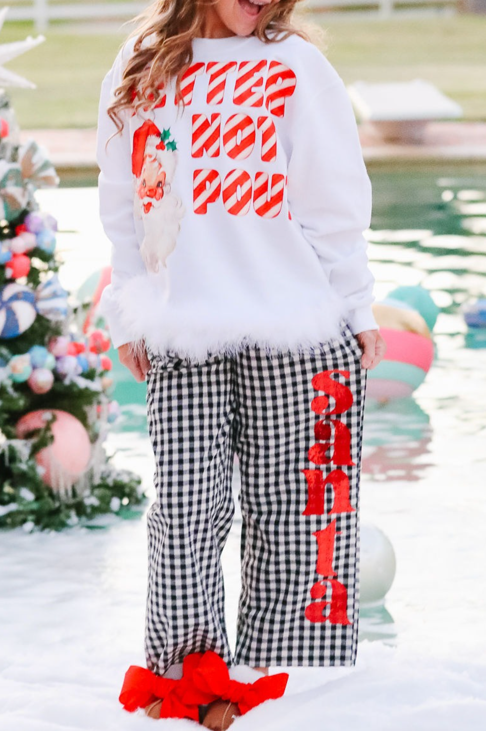 MINI KIDS SANTA'S SWEETHEART GINGHAM PANTS