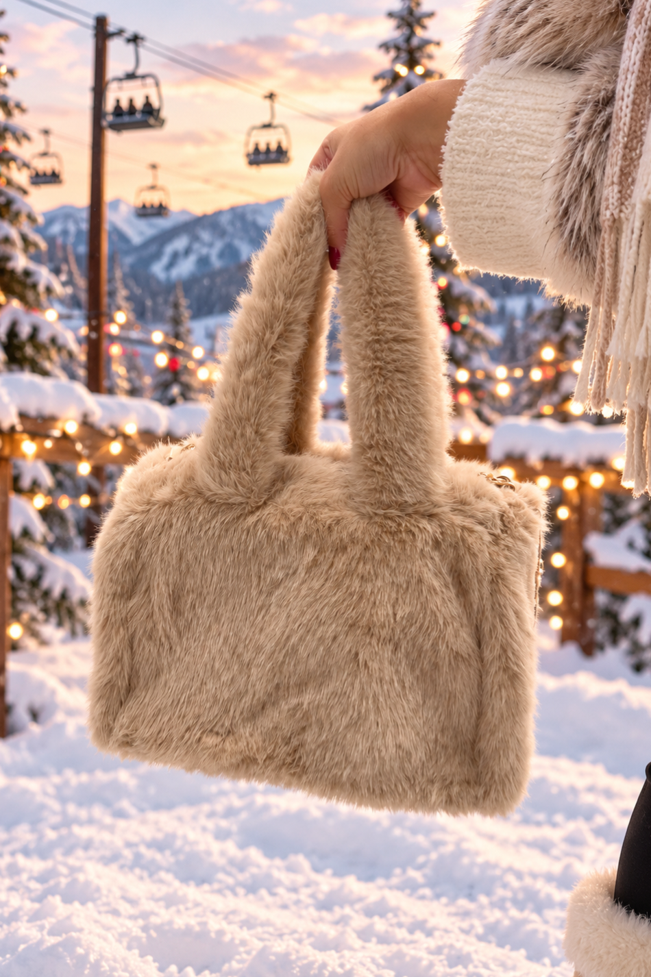 NIGHT IN ASPEN FURRY TOTE BAG