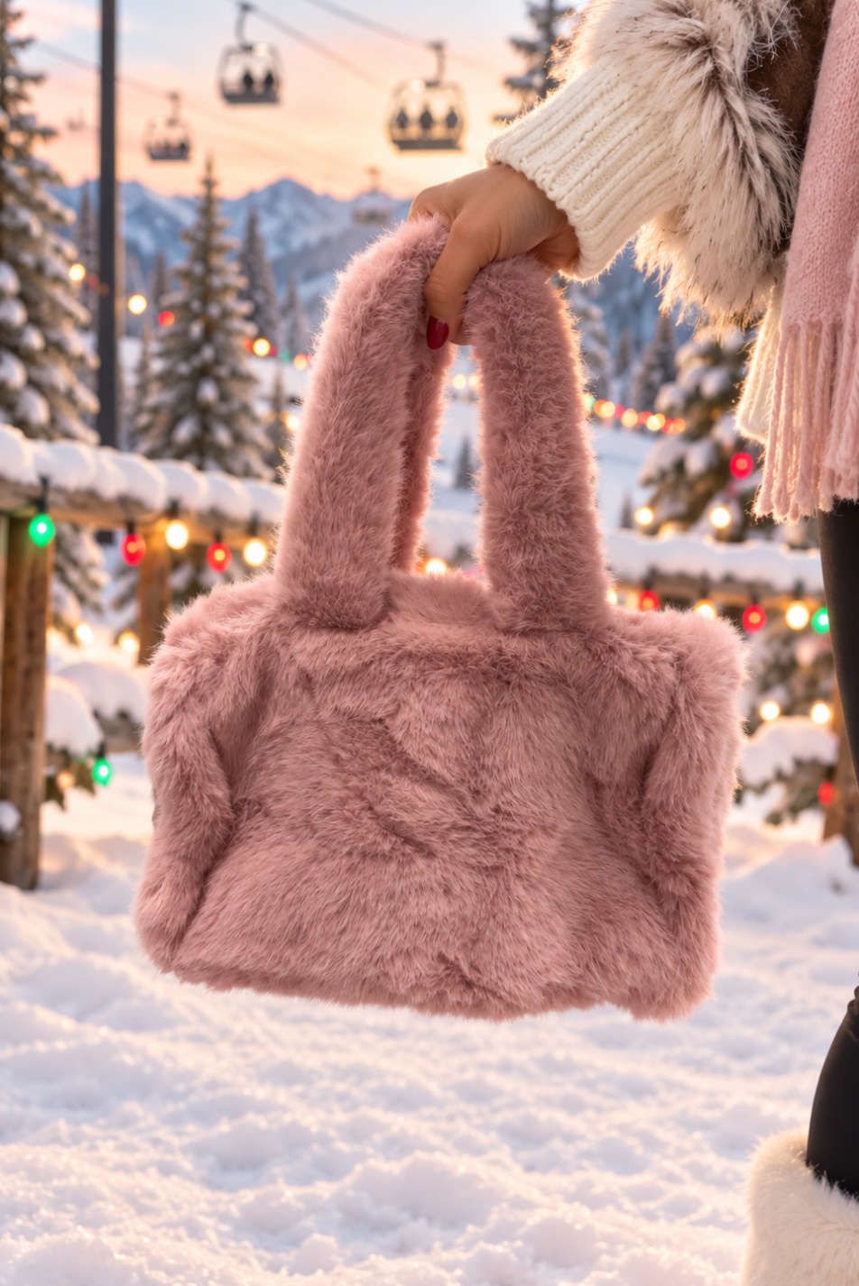 NIGHT IN ASPEN FURRY TOTE BAG