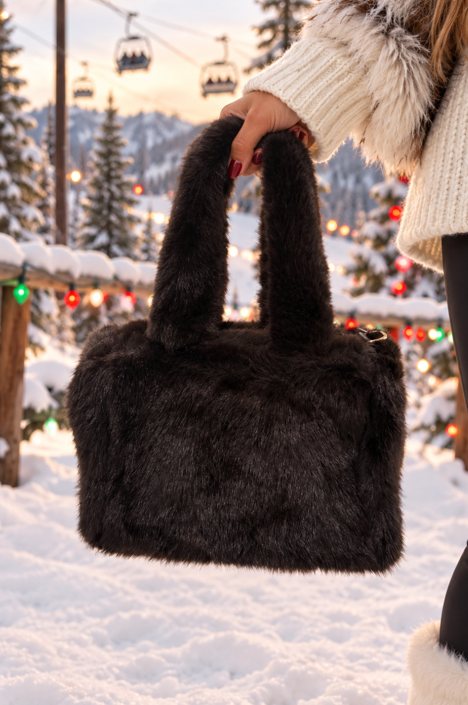 NIGHT IN ASPEN FURRY TOTE BAG