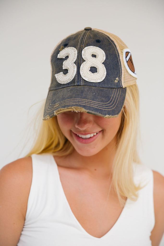 CUSTOM BEADED NUMBER PATCH HAT | Judith March