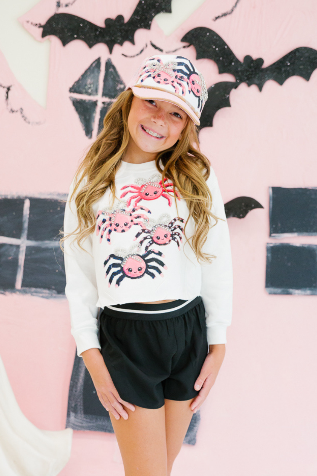 MINI KIDS SPOOKY SPIDERS WHITE PULLOVER