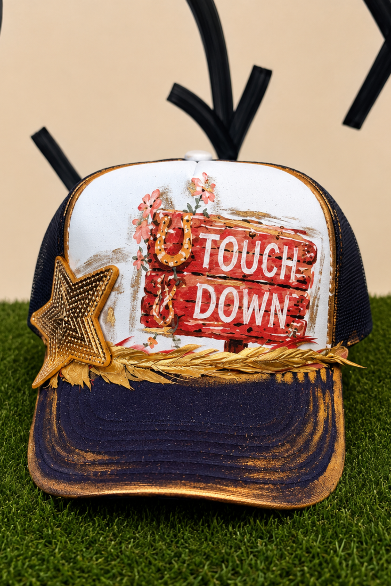 TOUCHDOWN SIGN NAVY TRUCKER HAT TRUCKER HAT Judith March