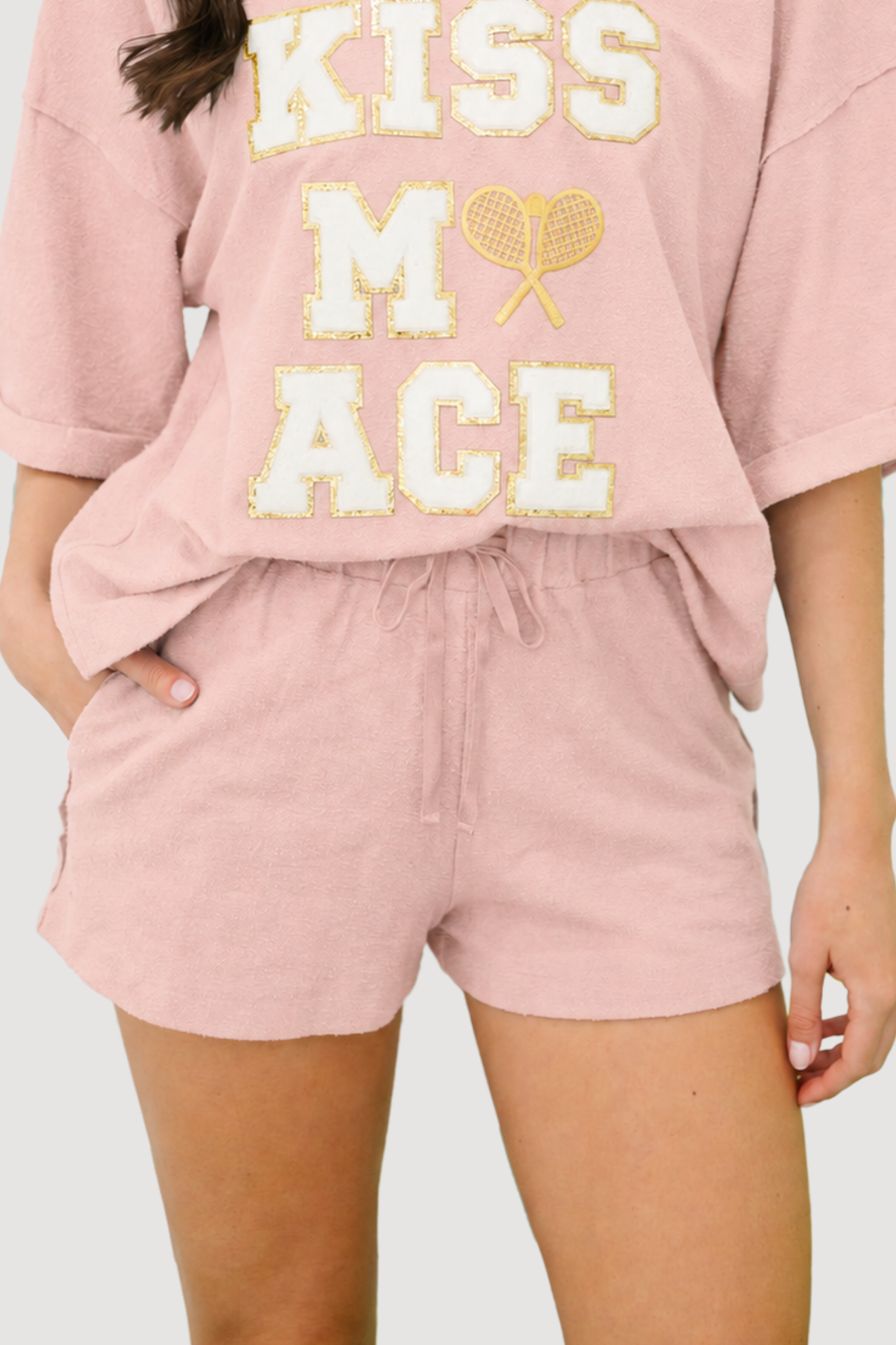 ***PINK DRAWSTRING SHORTS - LARGE TEE Judith March