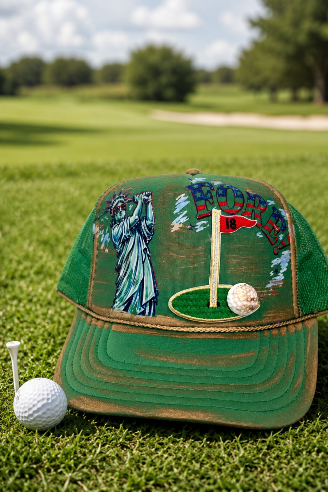 FORE THE FREE GREEN TRUCKER HAT HAT Judith March