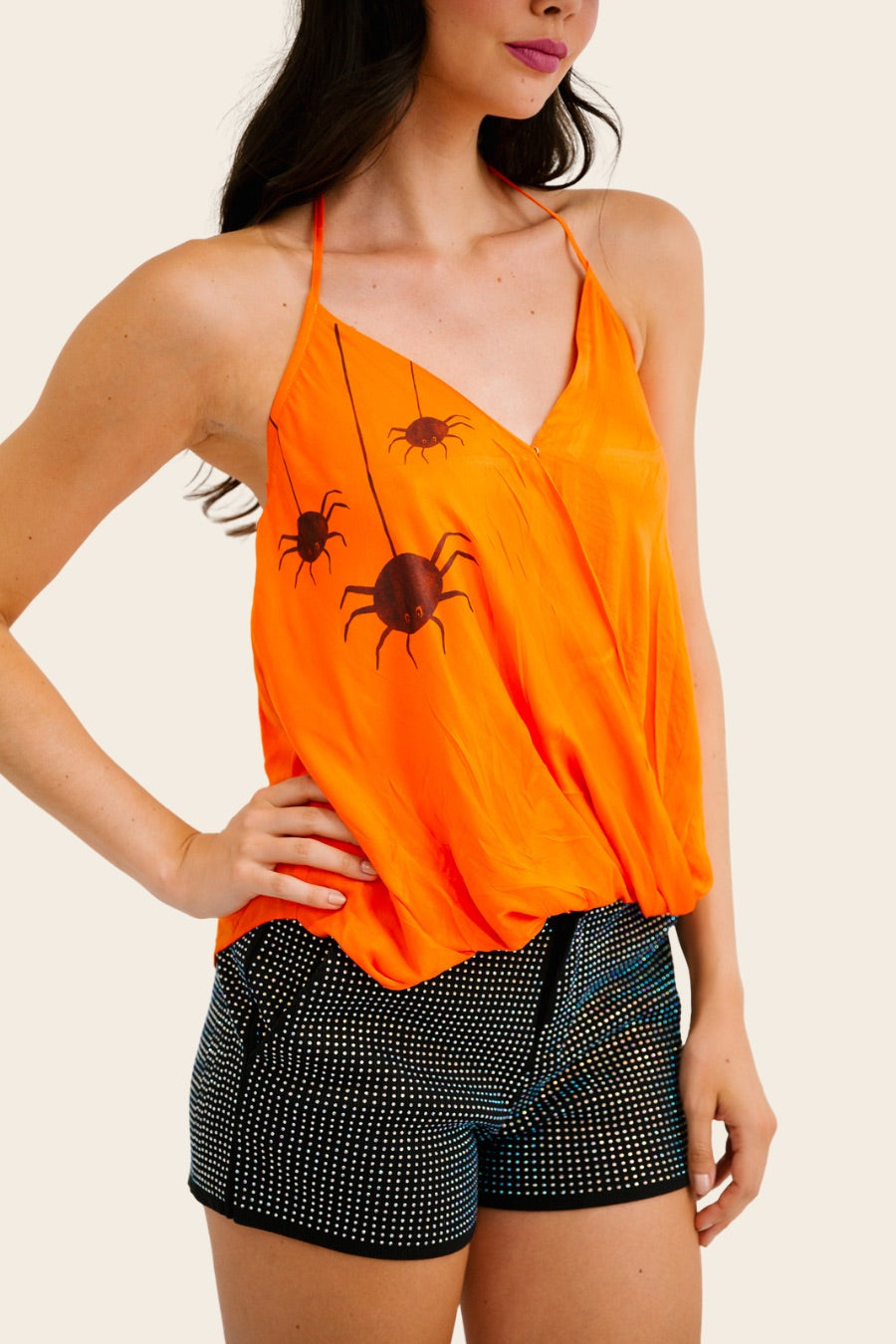 *SPIDER ORANGE HALTER TOP - MEDIUM TOP Judith March