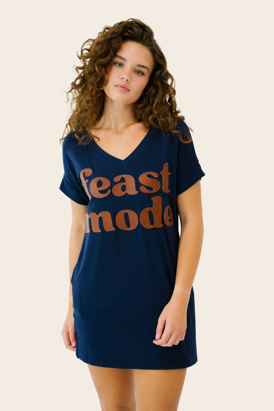 *FEAST MODE NAVY T-SHIRT DRESS - SMALL TOP Judith March