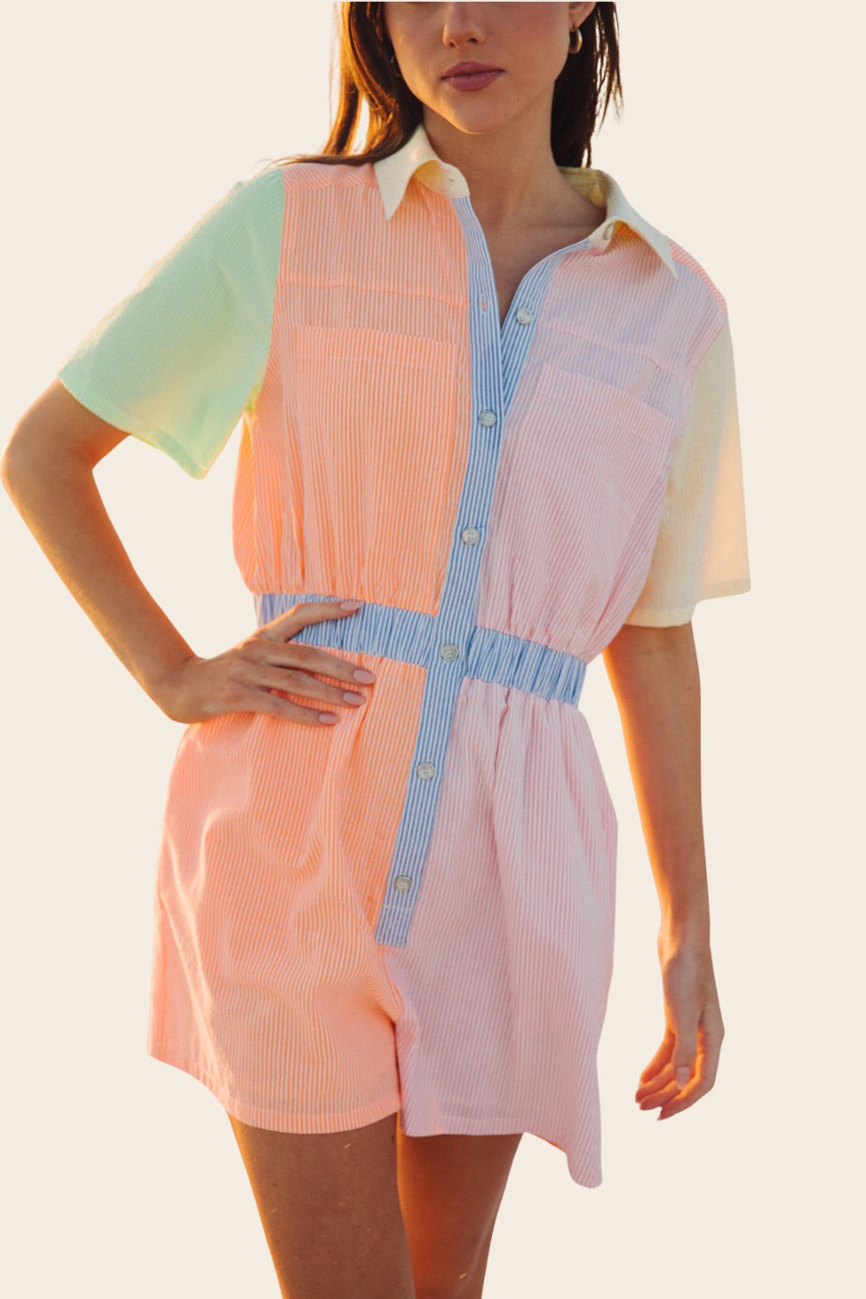 *RAINBOW STRIPED ROMPER - MULTIPLE SIZES TOP Judith March