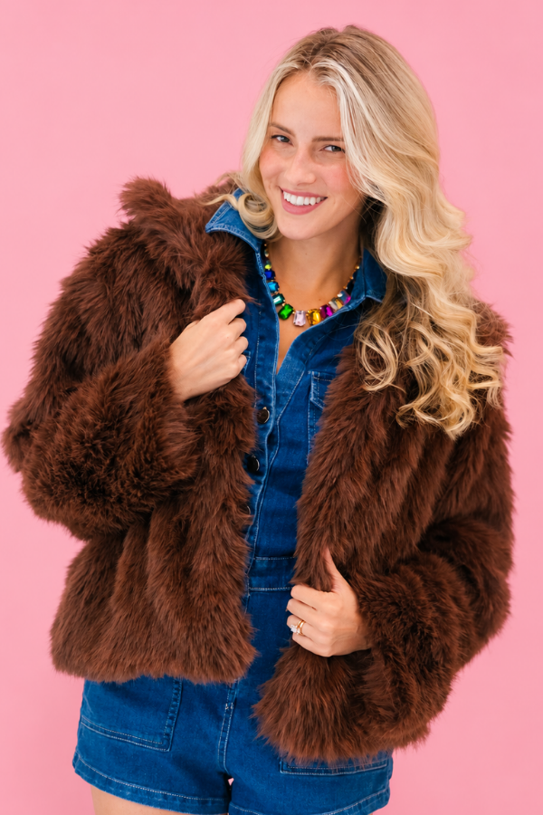 TURKEY CHEERS BROWN FUR JACKET JACKET Judith March