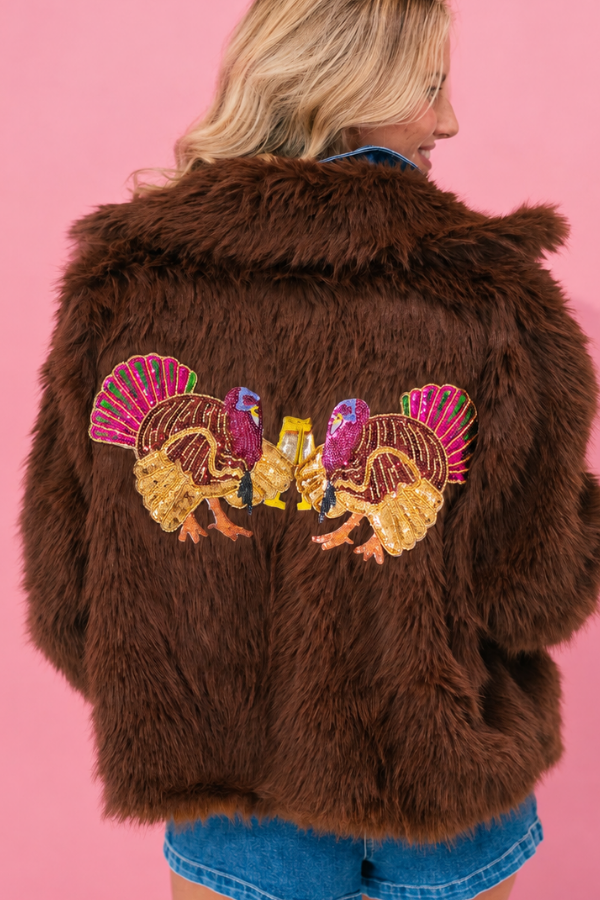 TURKEY CHEERS BROWN FUR JACKET JACKET Judith March