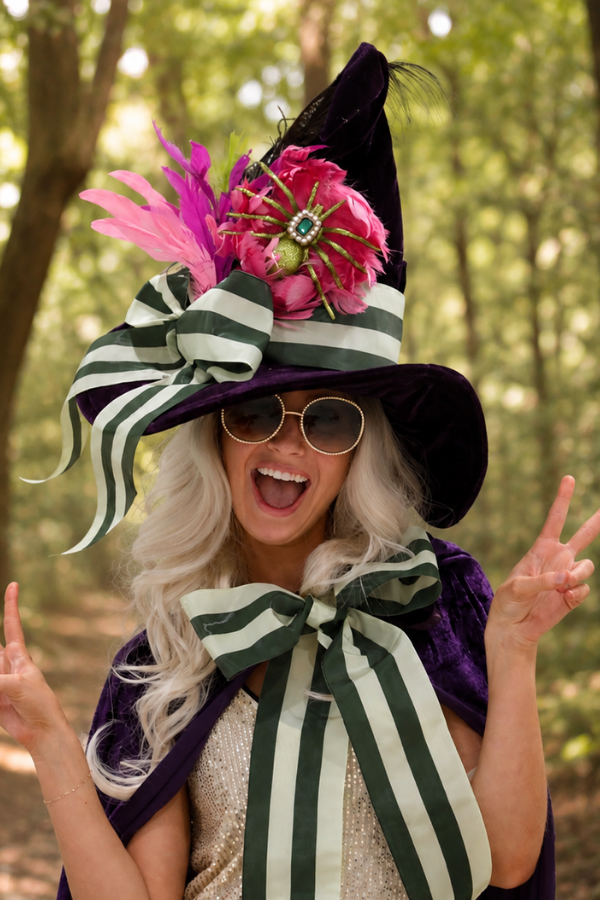 GREEN STRIPED & SPELLBOUND WITCH HAT (ONE OF A KIND)
