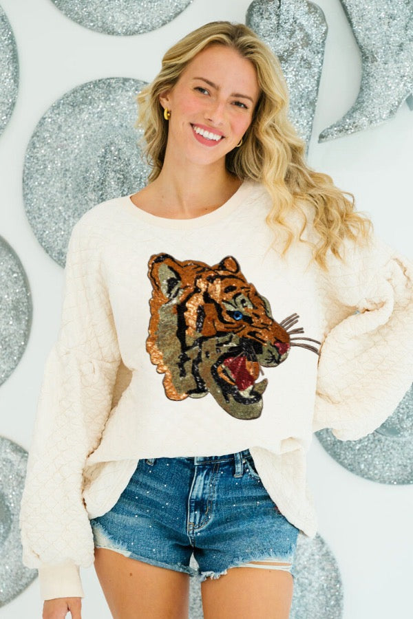 IN THE JUNGLE QUILTED PULLOVER
