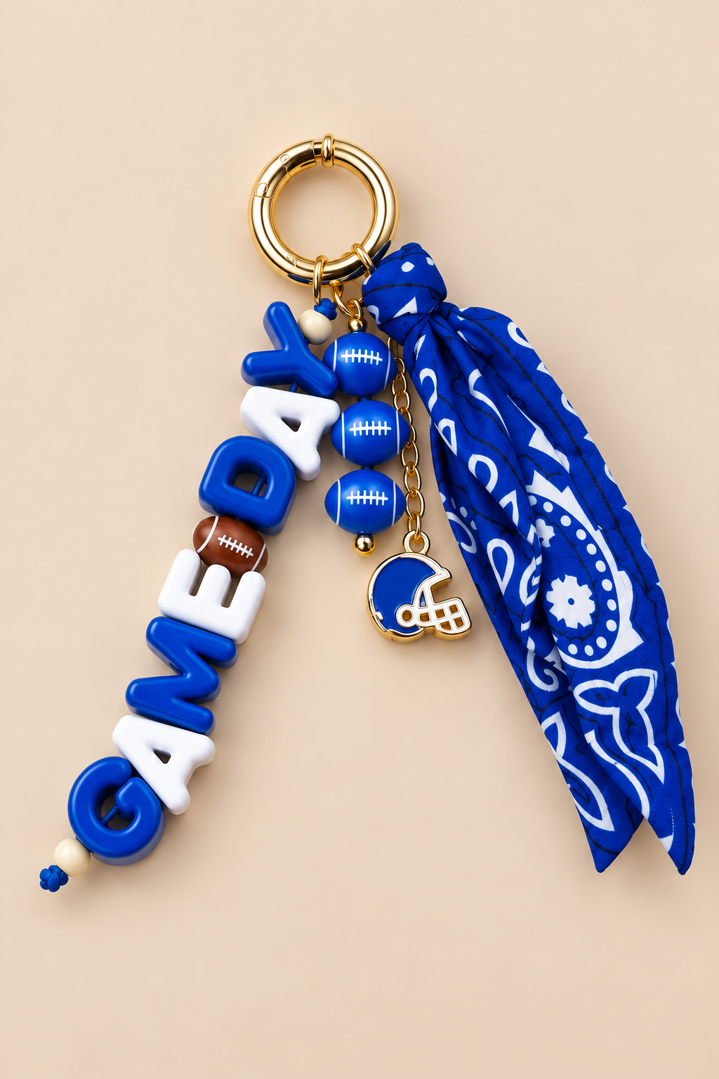 GAME DAY BAG CLIPS ACCESSORIES Judith March BLUE & WHITE - SCARF BAG CLIP