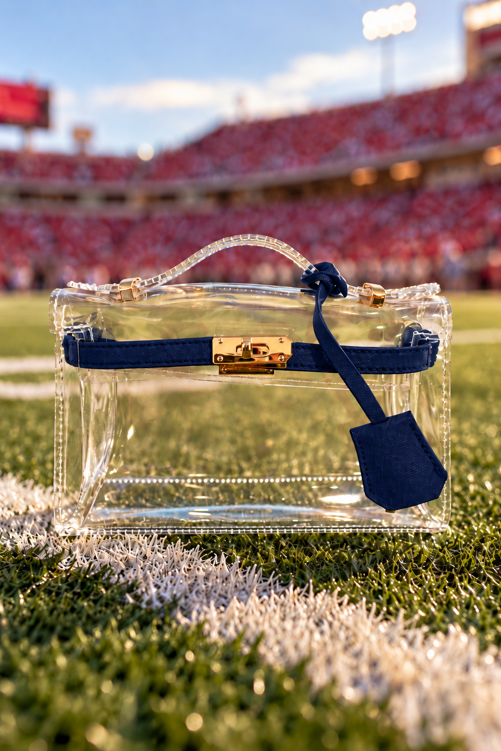 GAME DAY GLAM CLEAR STADIUM BAG PURSE Judith March NAVY