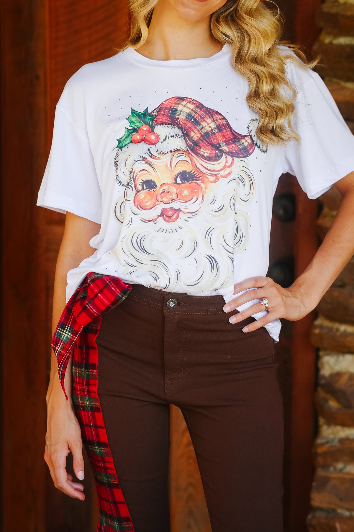 PLAID & JOLLY SANTA TEE/TANK TEE Judith March