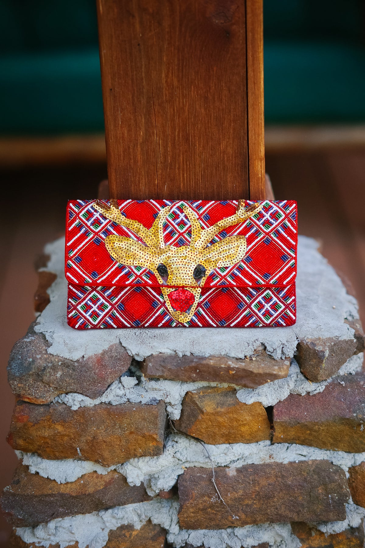 RED NOSE REINDEER PLAID CLUTCH Clutch Judith March