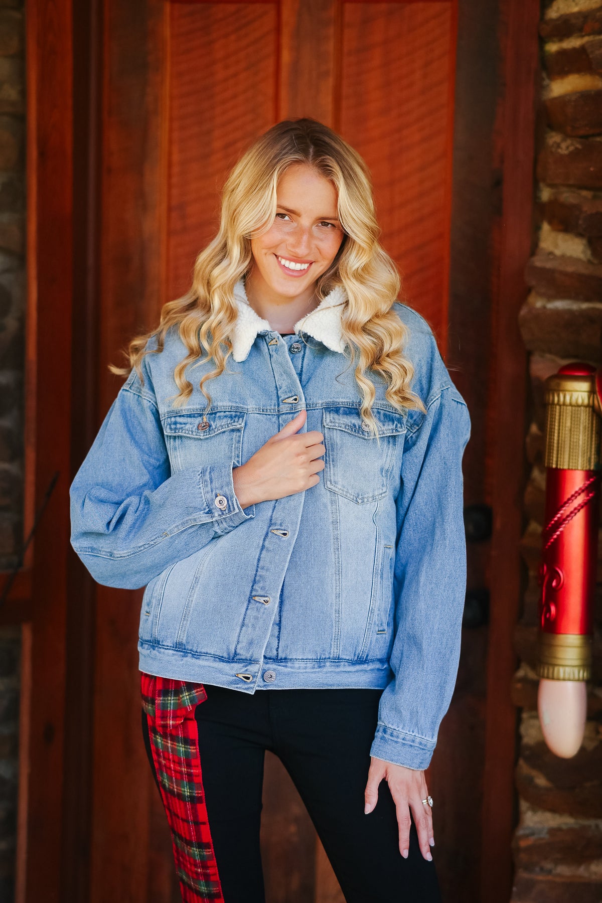 WILD ABOUT RUDOLPH SHERPA DENIM JACKET JACKET Judith March