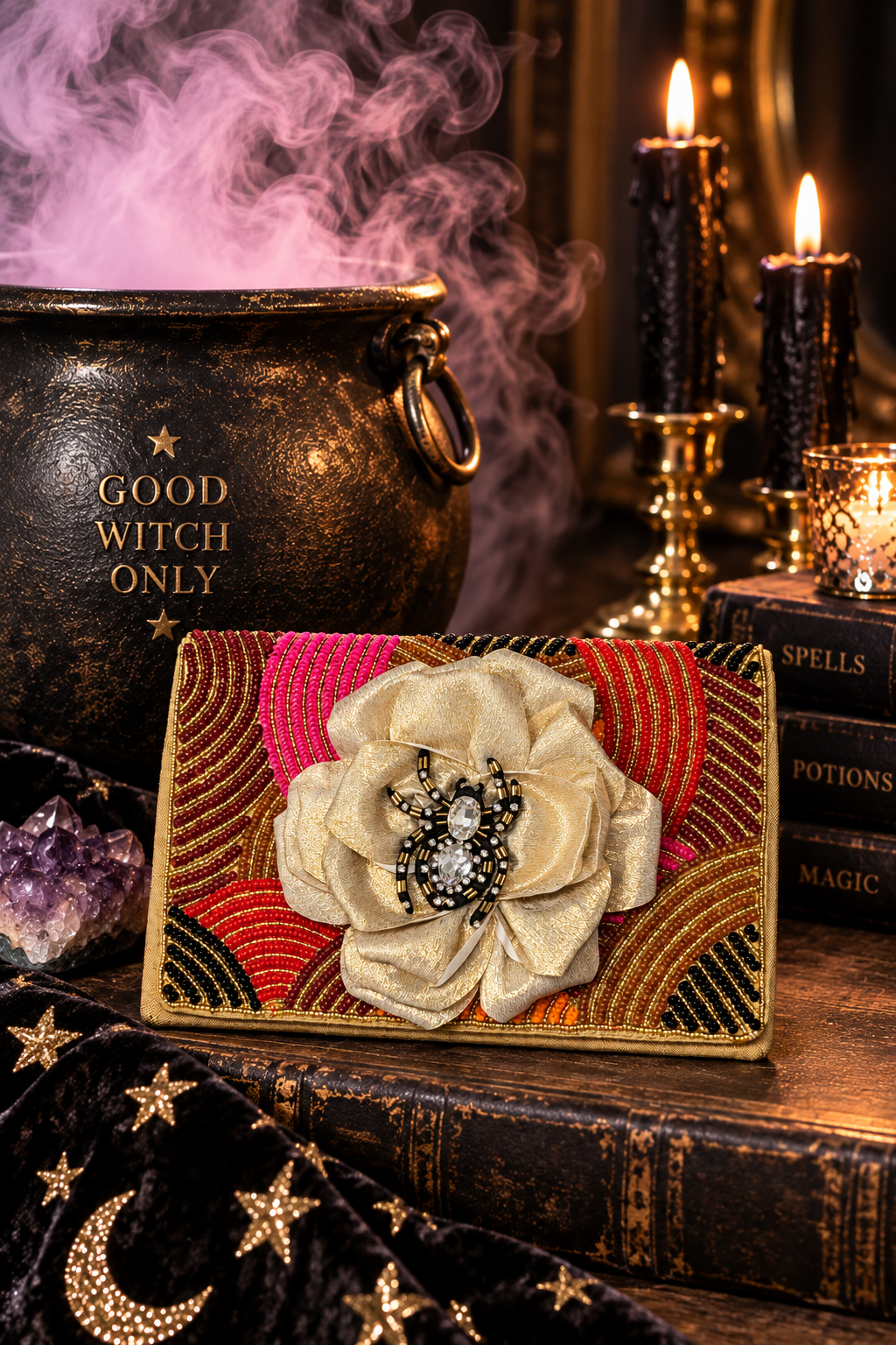 SPELLS & SPARKLE BEADED CLUTCH