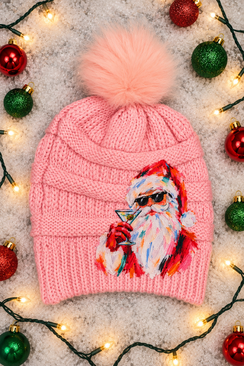 SIPPIN' WITH SANTA BEANIES BEANIE Judith March LIGHT PINK