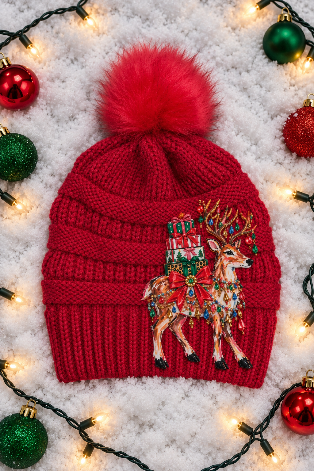 REINDEER & RIBBONS BEANIES BEANIE Judith March HOT PINK