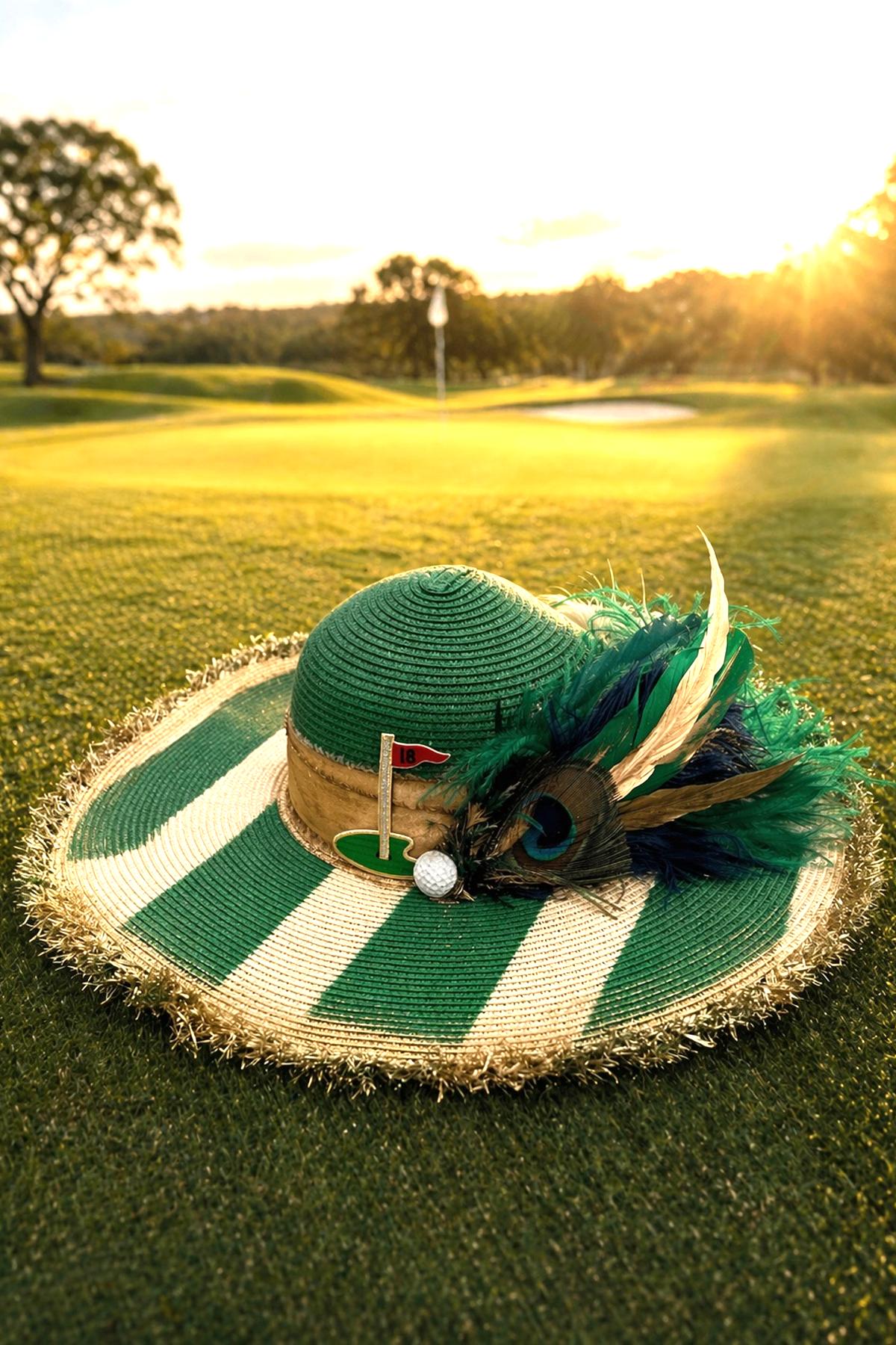 18TH HOLE GREEN STRIPED SUN HAT Sun hat Judith March