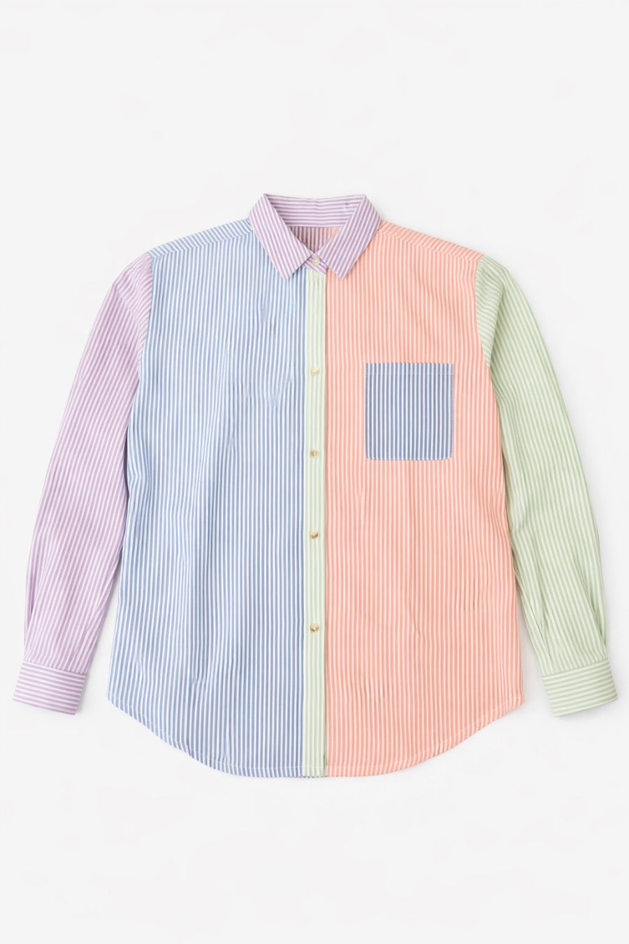 *RAINBOW BUTTON DOWN - MULTIPLE SIZES TEE Judith March