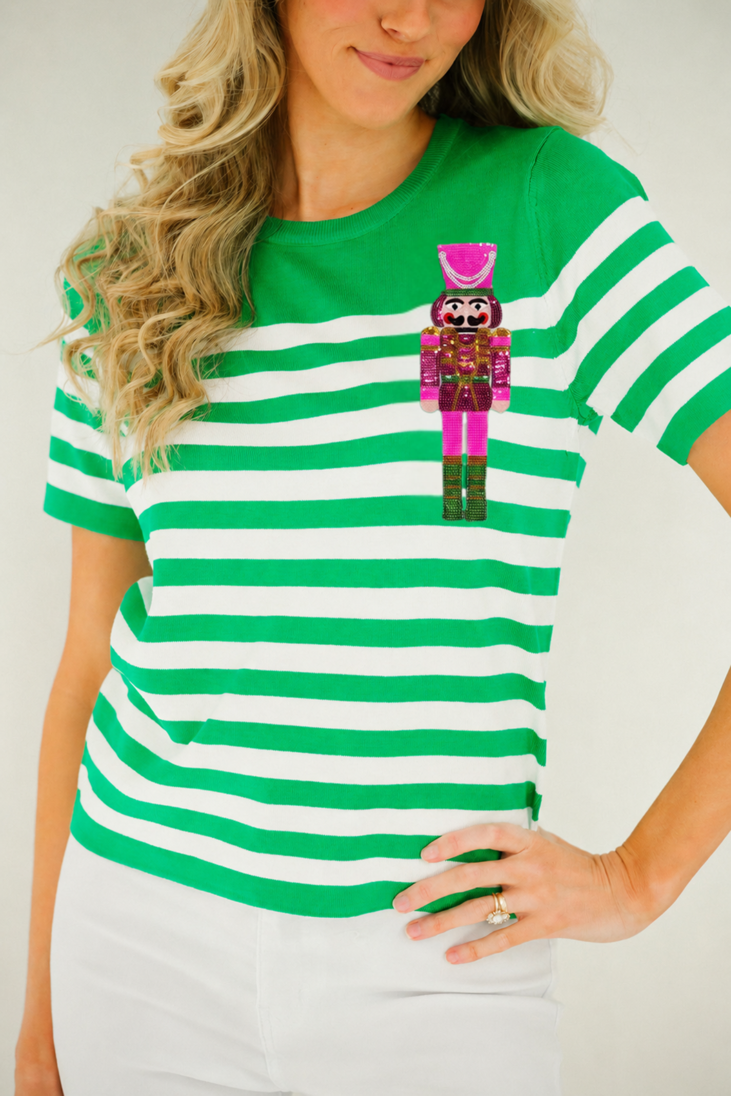 **NUTCRACKER GREEN STRIPED TOP - MULTIPLE SIZES PULLOVER Judith March