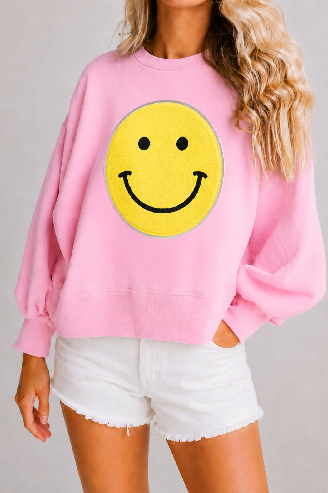**SMILEY FACE PINK PULLOVER PULLOVER Judith March