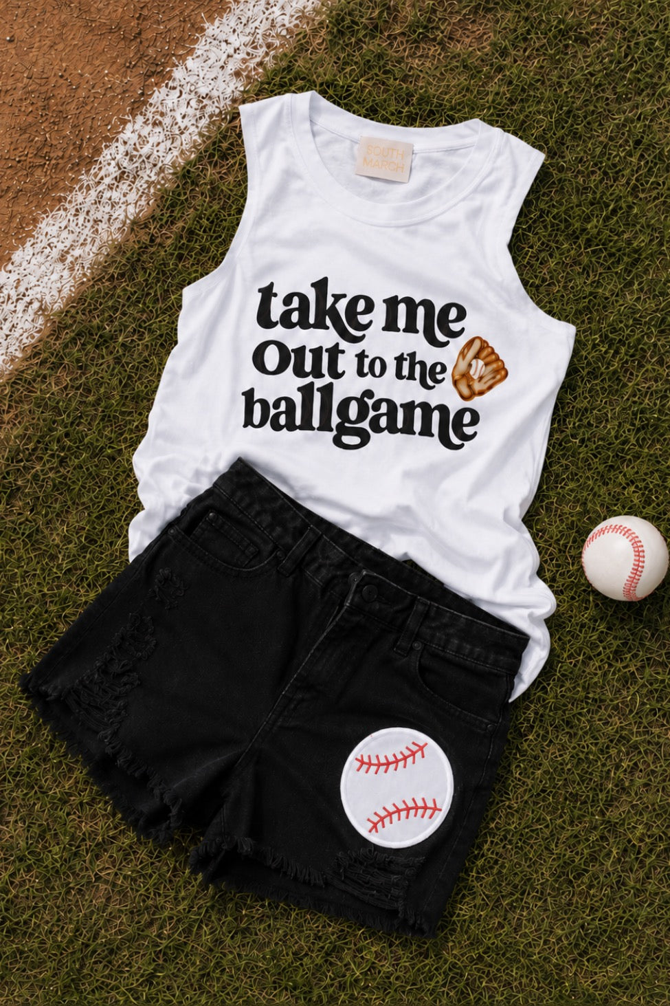 TAKE ME OUT TO THE BALLGAME TANK TEE Judith March