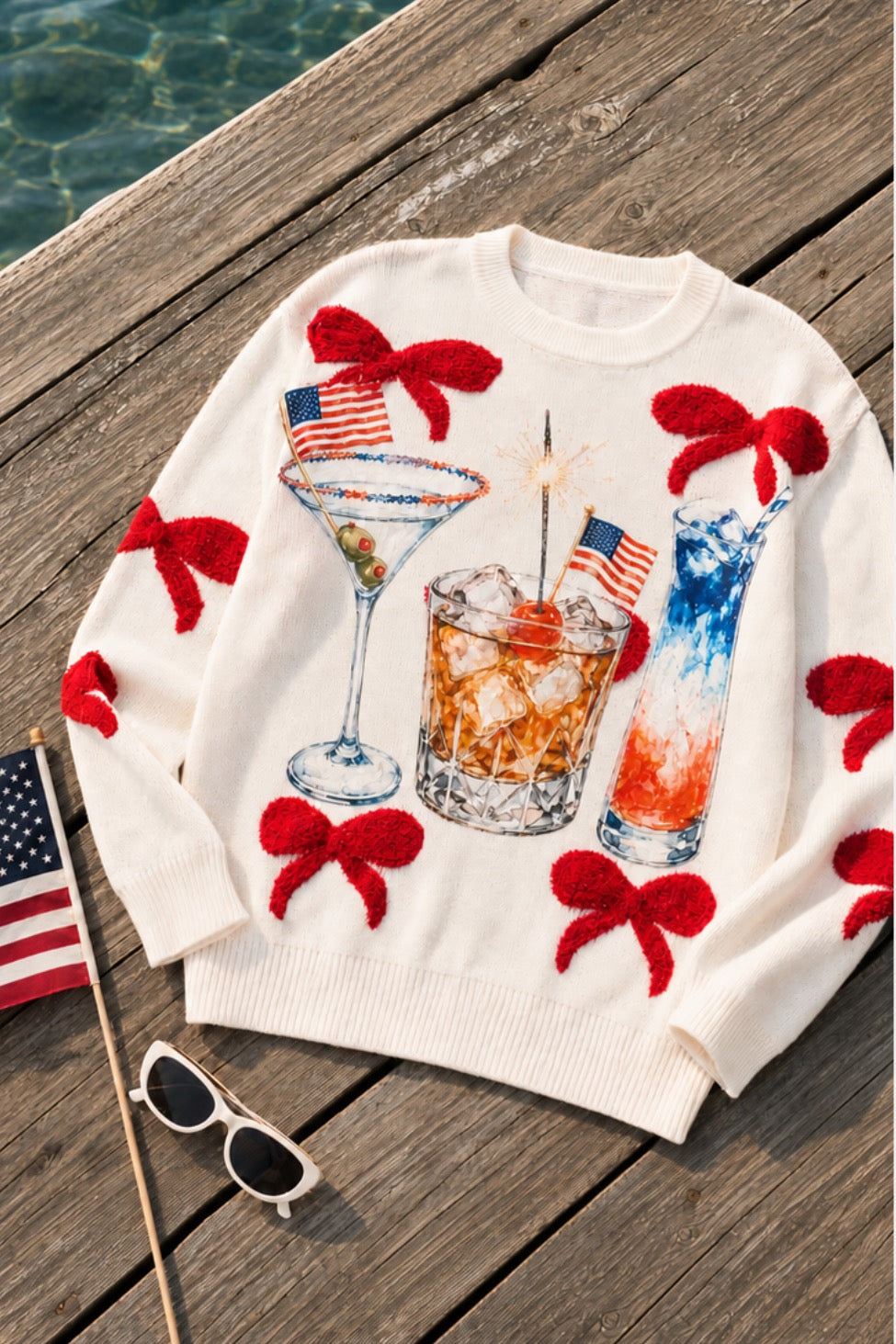CHEERS TO AMERICA BOW SWEATER SWEATER Judith March