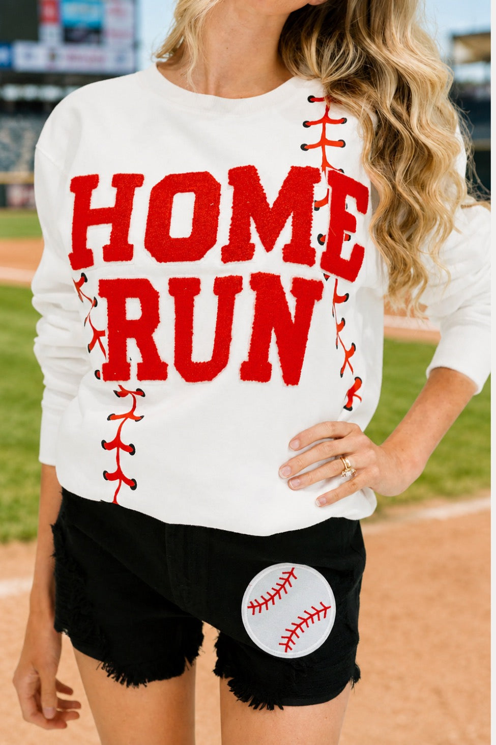 HOME RUN WHITE PULLOVER PULLOVER Judith March
