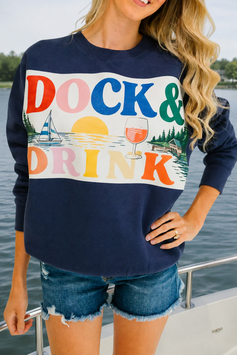 DOCK & DRINK NAVY PULLOVER PULLOVER Judith March