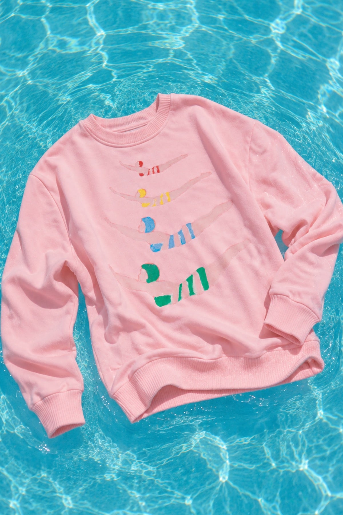 SWIM CLUB HAND PAINTED PINK PULLOVER PULLOVER Judith March