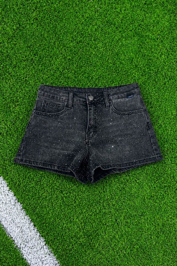 BEJEWELED CHARCOAL DENIM SHORTS SHORTS Judith March