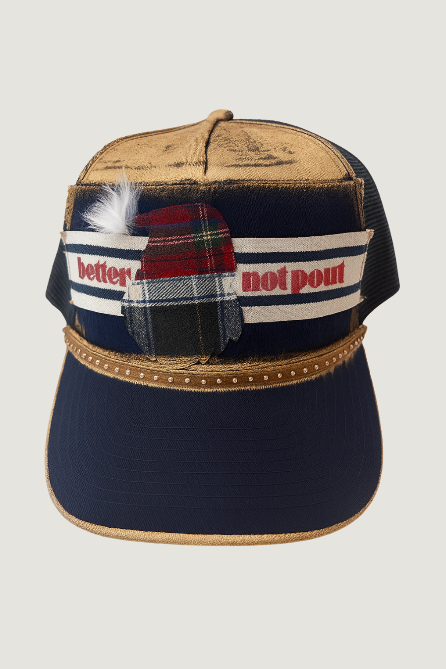BETTER NOT POUT NAVY STRUCTURED HAT TRUCKER HAT Judith March