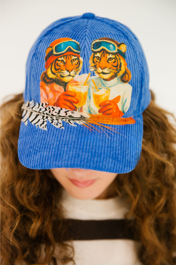 APRÈS TIGER BLUE CORDUROY HAT TRUCKER HAT Judith March