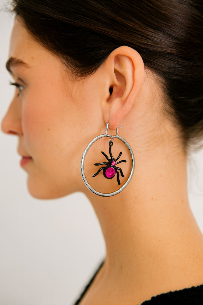 SPIDER SILVER HOOPS earrings Judith March