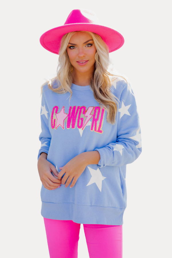 **COWGIRL PATCH BLUE STAR PULLOVER - MULTIPLE SIZES PULLOVER Judith March